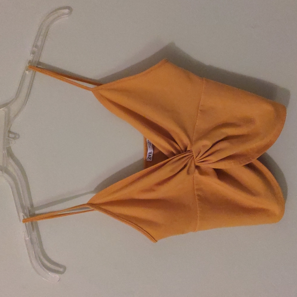 Zara, M, Mustard Yellow, Spaghetti Strap Crop Top